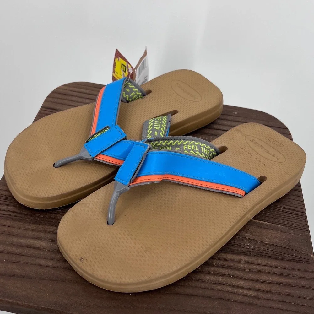 Havaianas Mens Urban Special Flip Flops Bronze Blue Orange Sandals 9/10